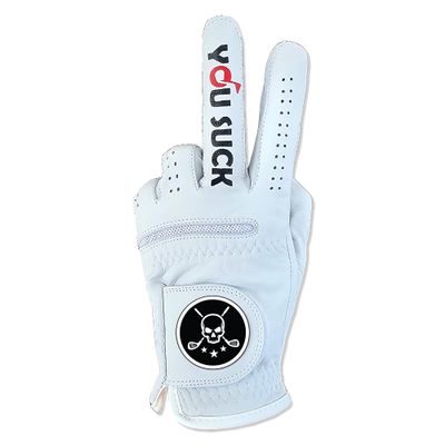 You Suck Funny Golf Glove - Premium 100% Cabretta Leather Shocker Golf Gloves Golf Attire and Essentials for Men, Fun Golfer Gag Gift, Right or Left Hand, Small to XXL Sizes