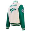 Pro Standard Womens NFL New York Jets Retro Classics Varsity Jacket Eggshell/Kelly Green 2XL view 4