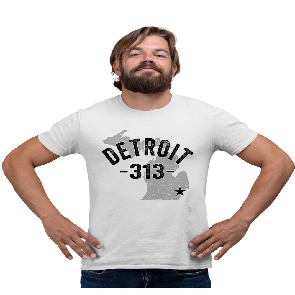 XX-Large White Mens Detroit Michigan 313 Area Code T-Shirt