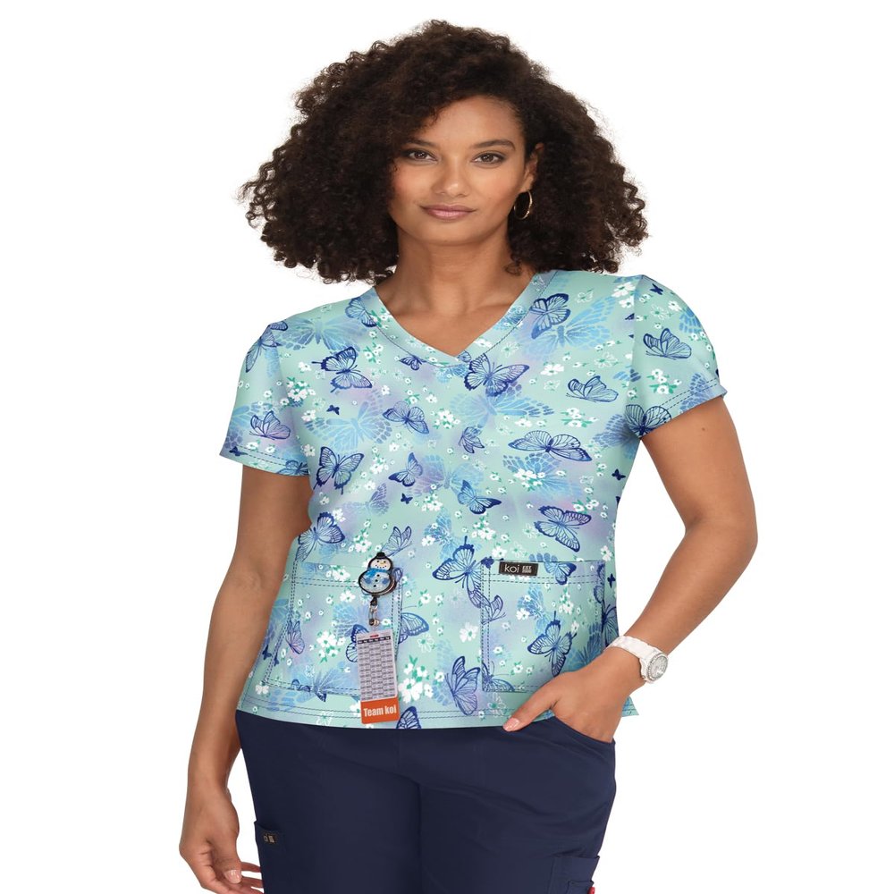 KOI Basics Leslie Top 384PR Spring Butterfly 2XL