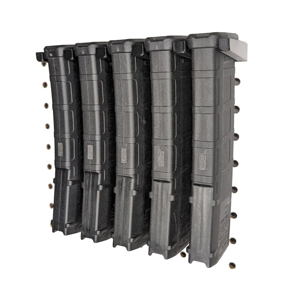 Hammy3DPrints Mount for Pmag Mags - Pegboard/Metal Pegboard/Skadis/etc. | Magazine Holder Storage Rack (Squarelok, Loaded Mags)