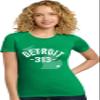 Large Kelly Green Women Detroit Michigan 313 Area Code Deluxe Soft T-Shirt view 1