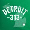 Large Kelly Green Women Detroit Michigan 313 Area Code Deluxe Soft T-Shirt view 3