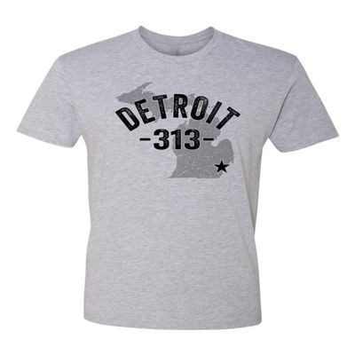 3X-Large Dark Heather Gray Mens Detroit Michigan 313 Area Code Deluxe Soft T-Shirt