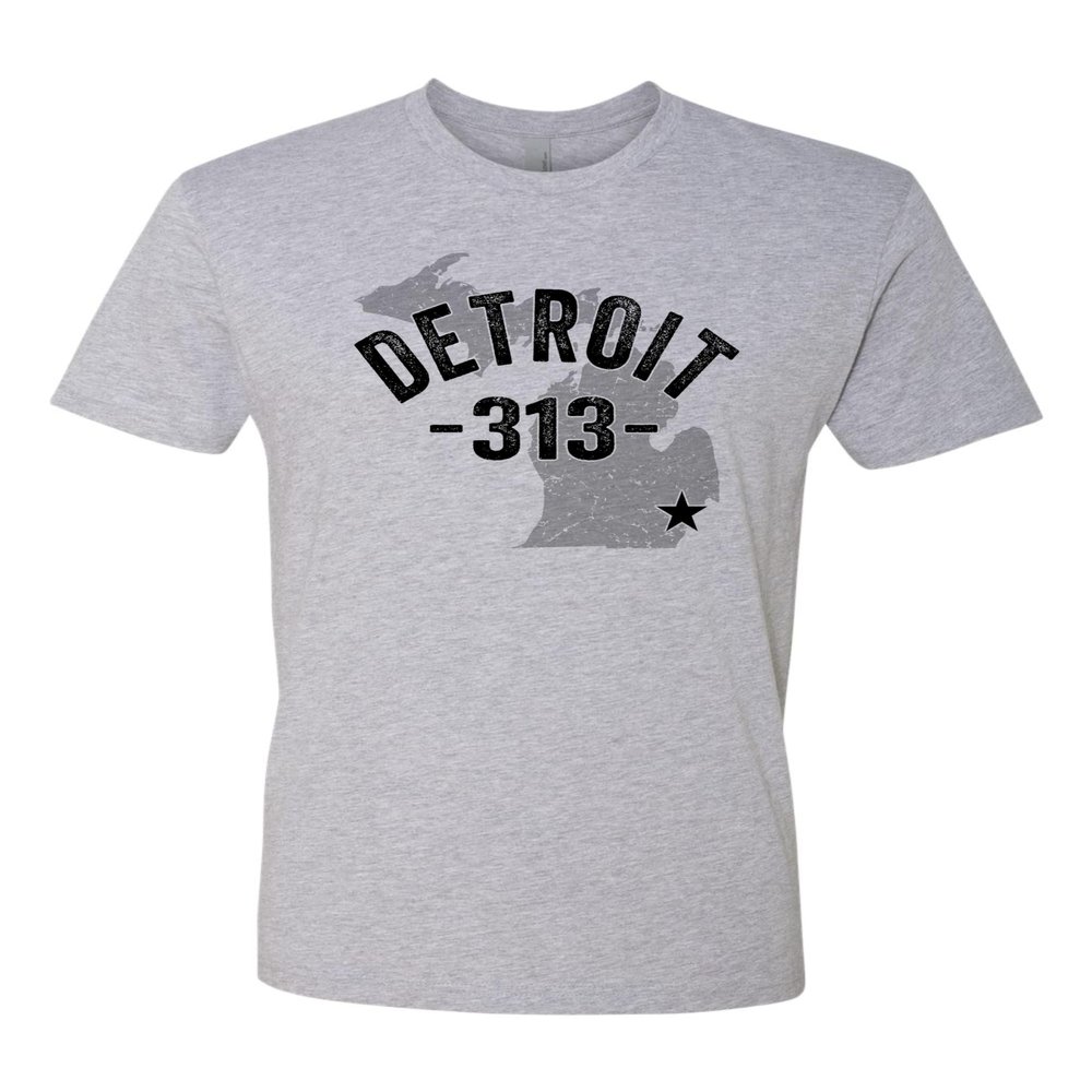 3X-Large Dark Heather Gray Mens Detroit Michigan 313 Area Code Deluxe Soft T-Shirt