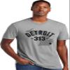 3X-Large Dark Heather Gray Mens Detroit Michigan 313 Area Code Deluxe Soft T-Shirt view 2