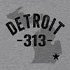3X-Large Dark Heather Gray Mens Detroit Michigan 313 Area Code Deluxe Soft T-Shirt view 3