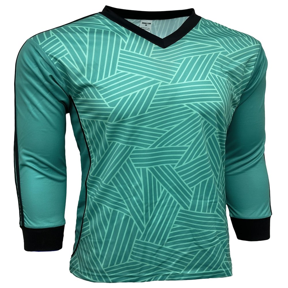 Just 4 Kicks Boy's Goalkeeper Jersey, Youth Sizes Teal Soccer Goalie Shirt with Sponge Protector (YS)