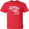5X-Large Red Mens Detroit Michigan 313 Area Code T-Shirt view 2