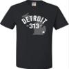 XX-Large Black Mens Detroit Michigan 313 Area Code T-Shirt view 2