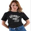 XX-Large Black Mens Detroit Michigan 313 Area Code T-Shirt view 3