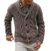ZYXTIM Mens Shawl Cardigan Sweaters Cable Knitted Loose Fit Chunky Warm Sweater with Buttons Brown view 1
