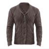 ZYXTIM Mens Shawl Cardigan Sweaters Cable Knitted Loose Fit Chunky Warm Sweater with Buttons Brown view 3