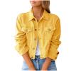 Womens Denim Jackets Distressed Fashion Fall Outfits Long Sleeve Jean Jacket Coats Cropped Trucker Jacket Outerwear view 1