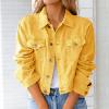 Womens Denim Jackets Distressed Fashion Fall Outfits Long Sleeve Jean Jacket Coats Cropped Trucker Jacket Outerwear view 2