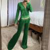 Womens Two Piece Velvet Sets Hooded Jackets Fashion Long Sleeve Crop Top Sweatsuits Jogger Pants Workout Sets Tracksuit view 2
