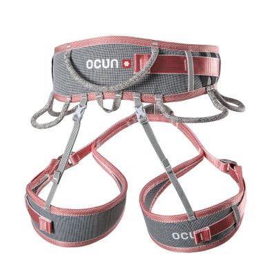 Ocun Womens Twist Tech Eco Lady Climbing Sport Harness, Lightweight Three Buckle Harness for Trad, Alpine & Rock Climbing, Grey/Red, L-XL
