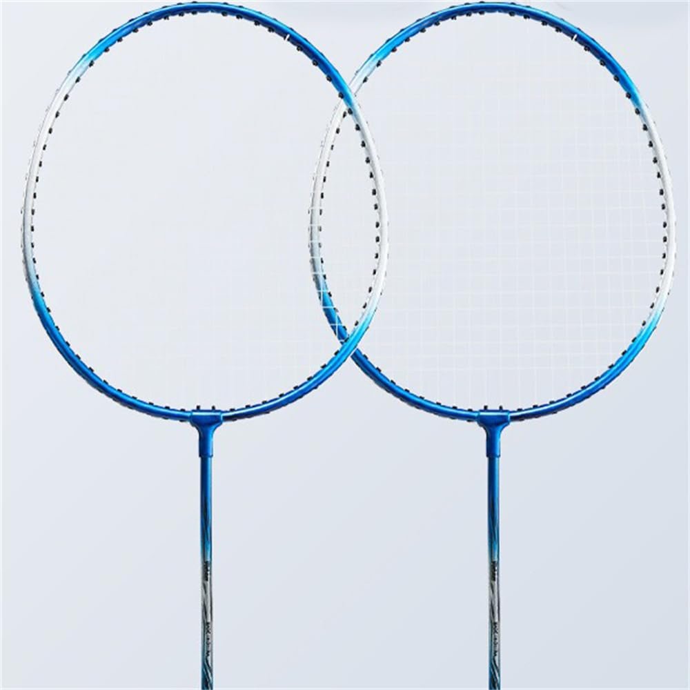 JOSWAY Badminton Racket Set, Including 2 Rackets, 2 Feather Birdies, 1 Carrying Bag - Ideal for Training and Sports (Blue&Silver)