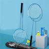 JOSWAY Badminton Racket Set, Including 2 Rackets, 2 Feather Birdies, 1 Carrying Bag - Ideal for Training and Sports (Blue&Silver) view 2
