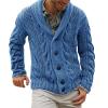 ZYXTIM Mens Shawl Cardigan Sweaters Cable Knitted Loose Fit Chunky Warm Sweater with Buttons Blue view 1
