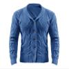 ZYXTIM Mens Shawl Cardigan Sweaters Cable Knitted Loose Fit Chunky Warm Sweater with Buttons Blue view 3