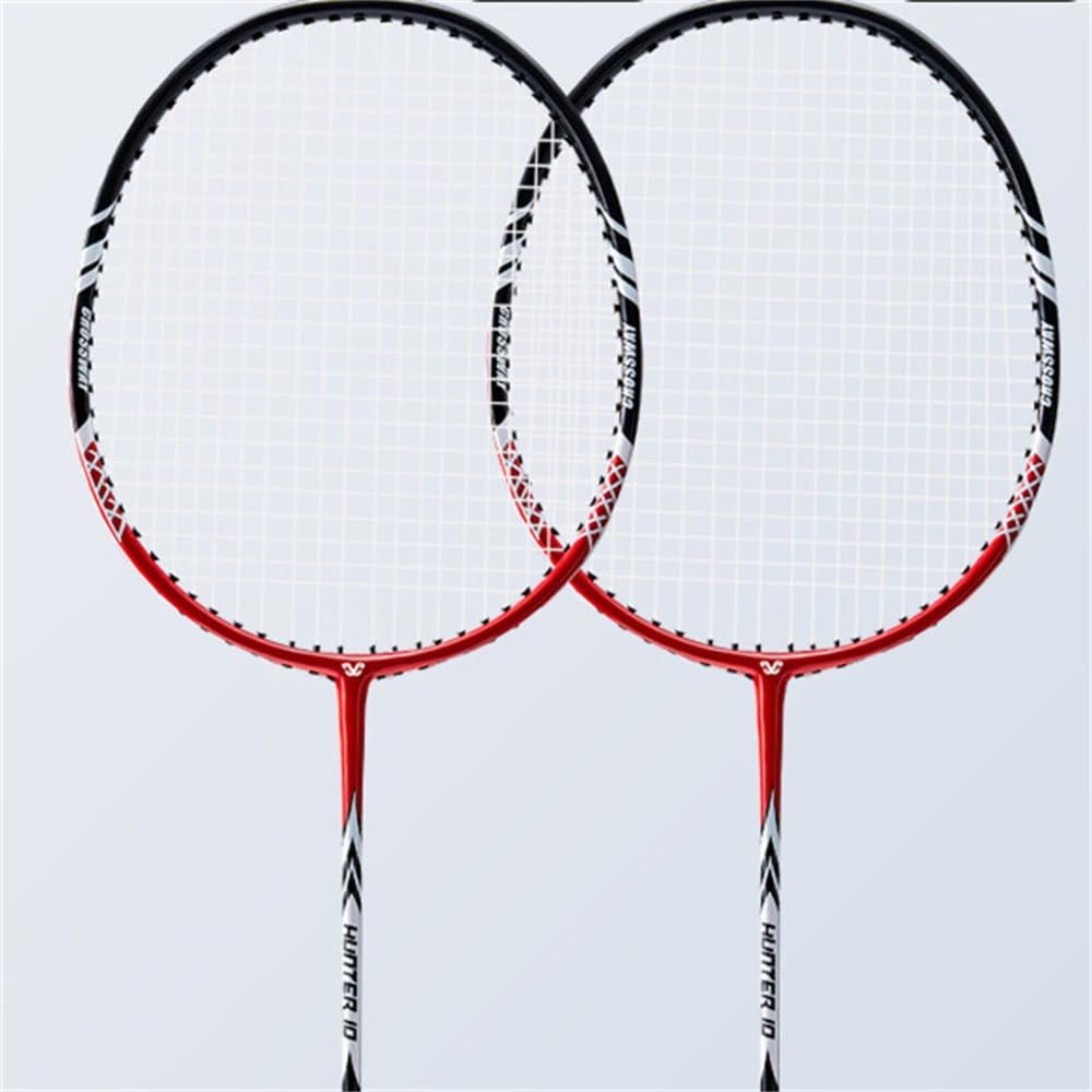 JOSWAY Light Graphite Badminton Racquet Set - Ultra Lightweight Racket with Carrying Case and Shuttlecocks (red)