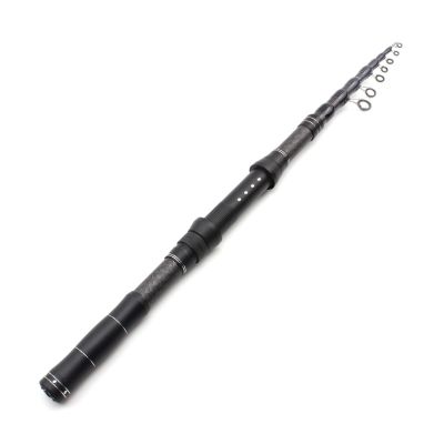 Fishing Multifunction Spinning Rod Carbon Fishing Fish Pole Telescopic Travel Fishing Rod Ultrashort Fishing Tackle Fishing Gear (Size : Black_2.4 m)