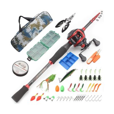 Fishing Gun Handle Shrink Lure Set Carbon Fishing Rod Drop Wheel Lure Set with Line, Bionic Lure, Hook and Carry Bag, Fishing Gear (Size : Right Hand Suit_1.6m)