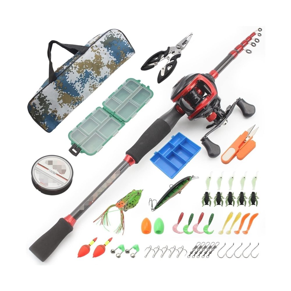 Fishing Gun Handle Shrink Lure Set Carbon Fishing Rod Drop Wheel Lure Set with Line, Bionic Lure, Hook and Carry Bag, Fishing Gear (Size : Right Hand Suit_1.6m)