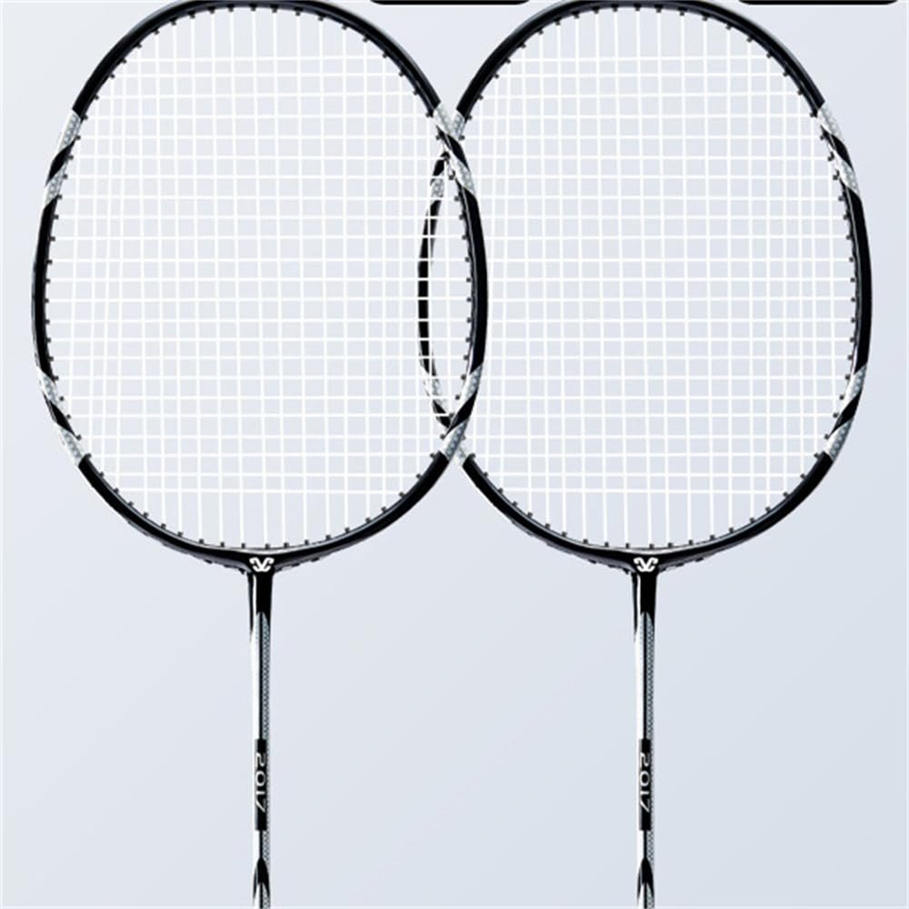 JOSWAY Light Graphite Badminton Racquet Set - Ultra Lightweight Racket with Carrying Case and Shuttlecocks (Black&White)
