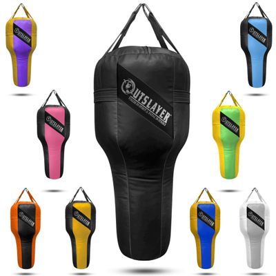 Outslayer Angle Uppercut Heavy Punching Bag for Boxing & MMA - Customizable Colors, Optional D-Ring, Unfilled/Soft Filled Choices - Made in USA - (Black, Unfilled Without D-Ring)