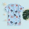 Hnyenmcko Infant Baby Boy Girls Rash Guard Swimsuit Short Sleeve Zipper Bathing Suit Toddler One Piece Swimwear Sunsuit (Cocoanut-Blue, 3-6 Months) view 3