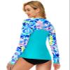 Womens Rash Guard Long Sleeve Uv Protection Surf Shirts SPF 50 Tie Dye Printed Swim Tops Aqua Blue S view 2