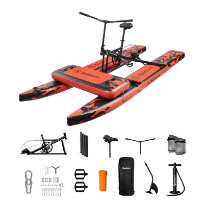 OTELETE Water Bikes 2.0 Inflatable Water Bikes for Lake Inflatable Floating Water Bicycle Enjoy Fun Water Sports,Color Dark Orange+Mat
