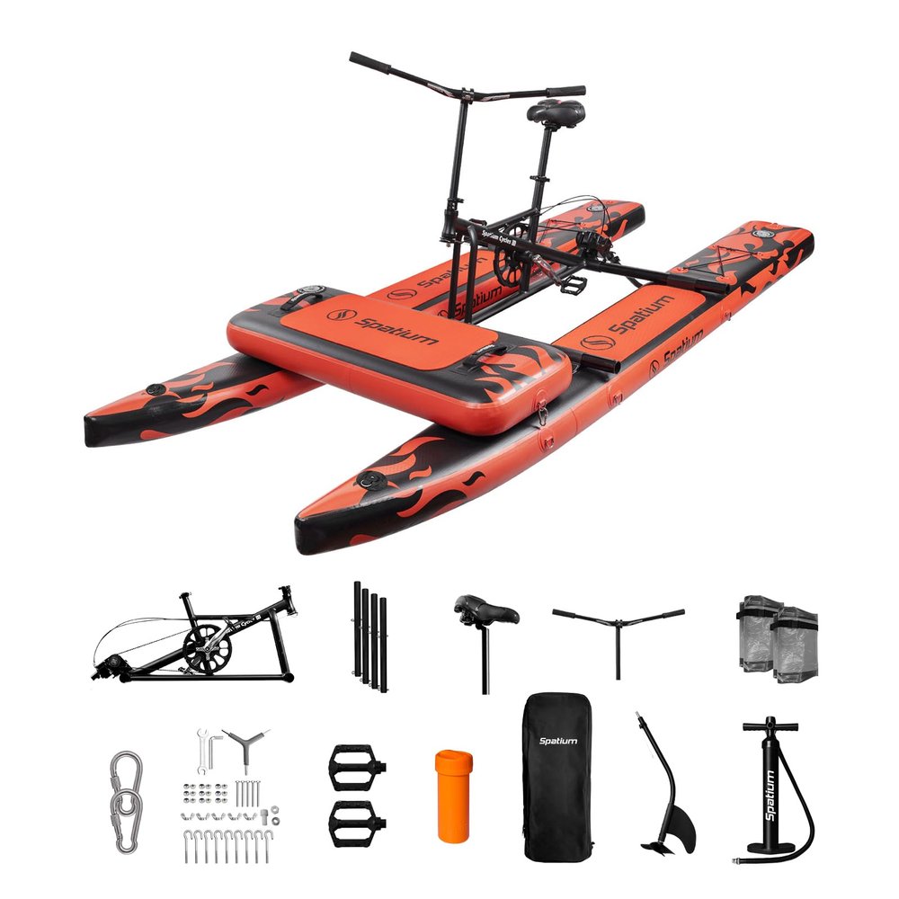 OTELETE Water Bikes 2.0 Inflatable Water Bikes for Lake Inflatable Floating Water Bicycle Enjoy Fun Water Sports,Color Dark Orange+Mat