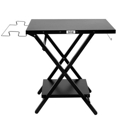 Feasto Folding Grill Table with Extra Storage Bottom Shelf, Indoor & Outdoor Prep Table with Garage Rack & Tissue Holder, Pizza Oven Stand for Pizza Oven & Blackstone Griddle, 30" x 24", Black
