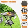 Feasto Folding Grill Table with Extra Storage Bottom Shelf, Indoor & Outdoor Prep Table with Garage Rack & Tissue Holder, Pizza Oven Stand for Pizza Oven & Blackstone Griddle, 30" x 24", Black view 4