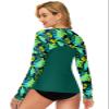 Womens Long Sleeve Rash Guard Swimsuit Sun Protection Swim Shirt SPF Swimwear Tops Green Palm Leaf XXL view 2