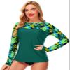 Womens Long Sleeve Rash Guard Swimsuit Sun Protection Swim Shirt SPF Swimwear Tops Green Palm Leaf XXL view 4