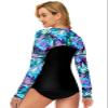 Womens Rash Guard Long Sleeve Bathing Suit Top Long Sleeve Surfing Swimsuit Shirt Black Palm Leaf M view 2