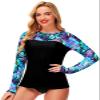 Womens Rash Guard Long Sleeve Bathing Suit Top Long Sleeve Surfing Swimsuit Shirt Black Palm Leaf M view 4