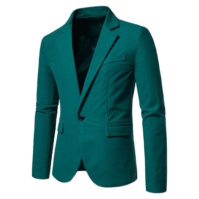 Men's Solid Color Velvet Blazer Casual Notch Lapel Slim Fit Suit Jacket Sport Coats for Wedding Dinner Party (Green,Large)