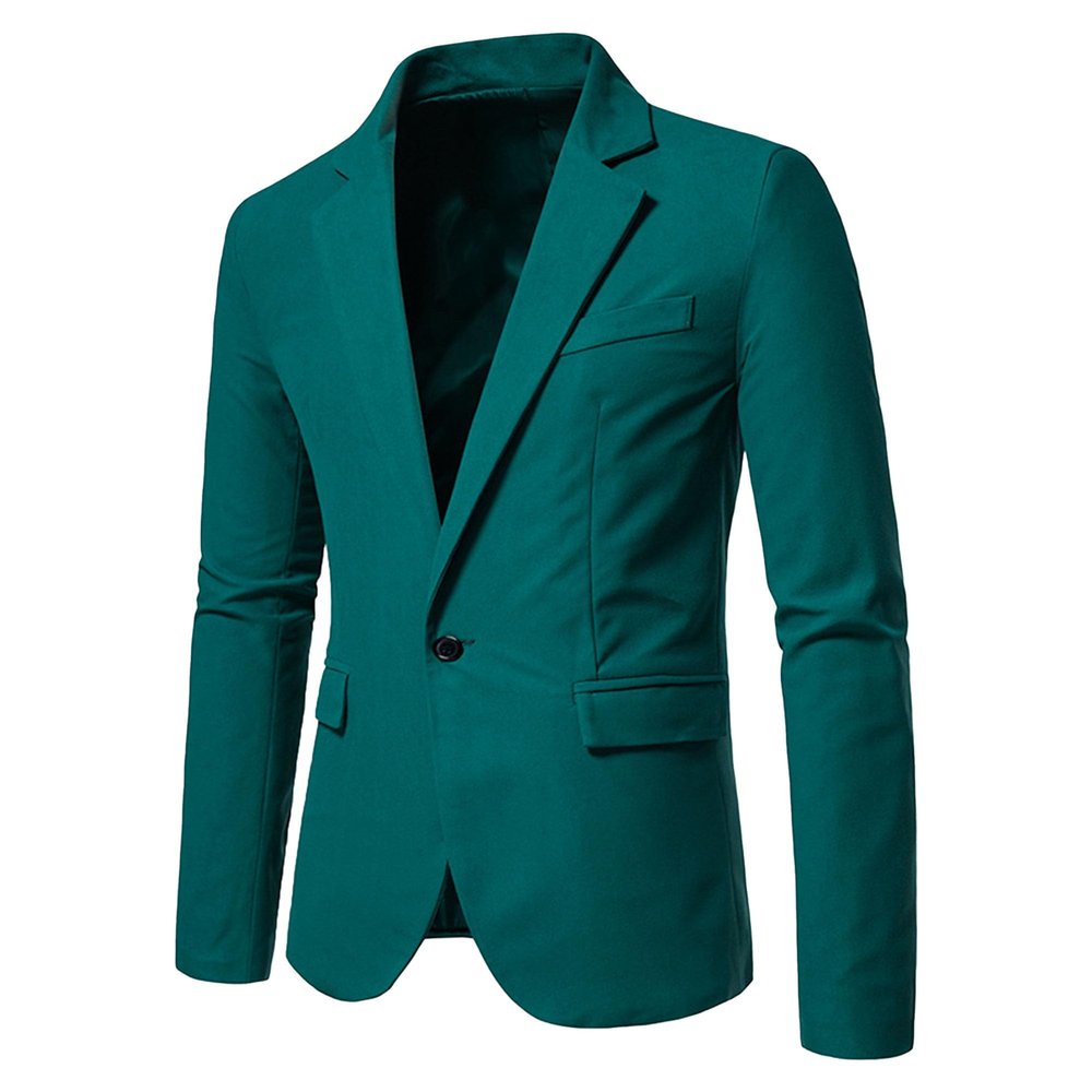 Men's Solid Color Velvet Blazer Casual Notch Lapel Slim Fit Suit Jacket Sport Coats for Wedding Dinner Party (Green,Large)