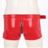 YiZYiF Men's Latex PVC Faux Leather Short Pants Solid Buckled Crotchless Boxer Shorts Hot Pants 2#Red B Medium view 4