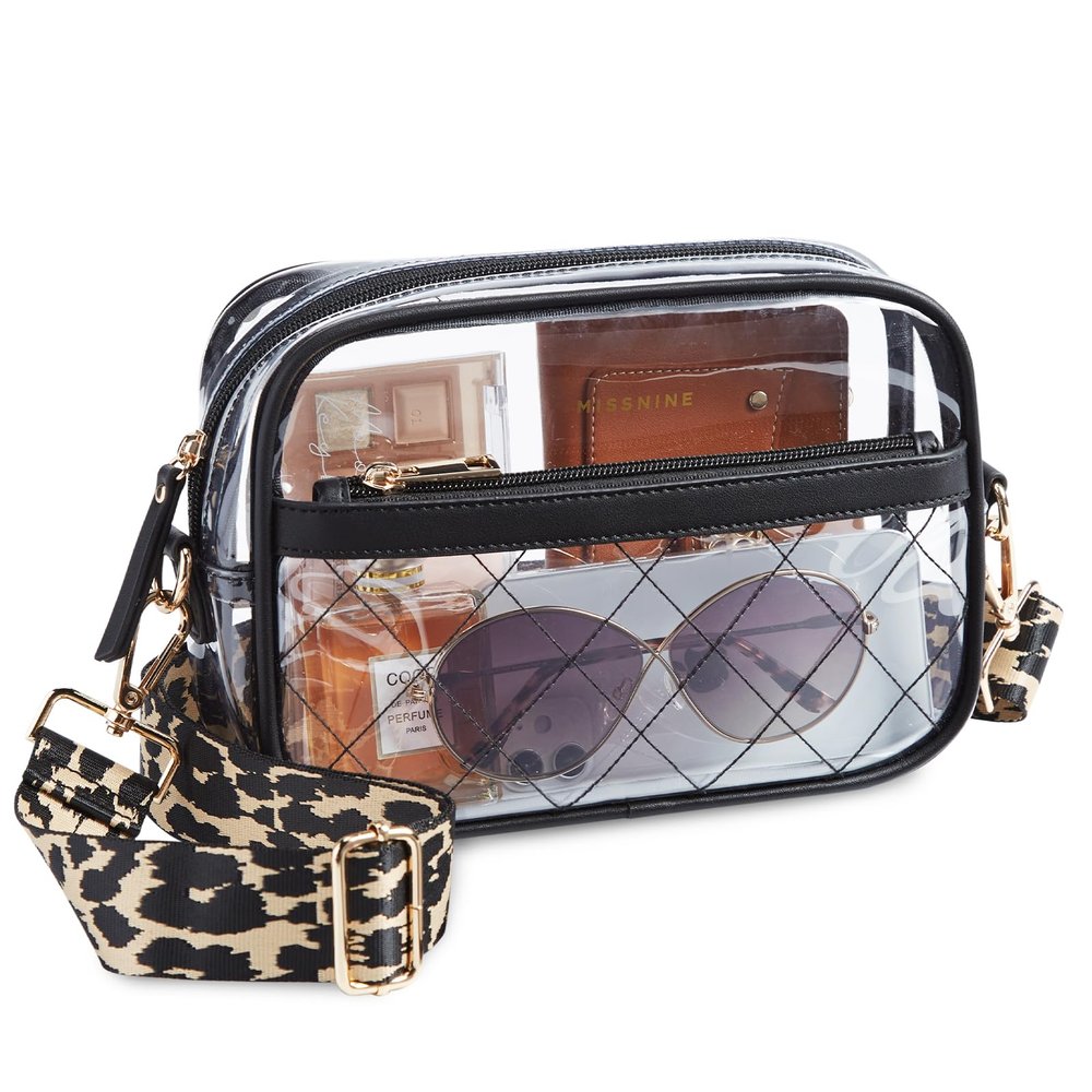 Missnine Clear Bag for Stadium Events Quilted Clear Purse for Women Stadium Approved PVC Crossbody Concert Bag