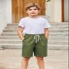 Arshiner Boys Linen Shorts with Elastic Waist Breathable Summer Beach Shorts for Kids 5-13 Years Army Green view 2