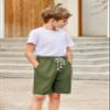 Arshiner Boys Linen Shorts with Elastic Waist Breathable Summer Beach Shorts for Kids 5-13 Years Army Green view 3