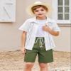 Arshiner Boys Linen Shorts with Elastic Waist Breathable Summer Beach Shorts for Kids 5-13 Years Army Green view 4