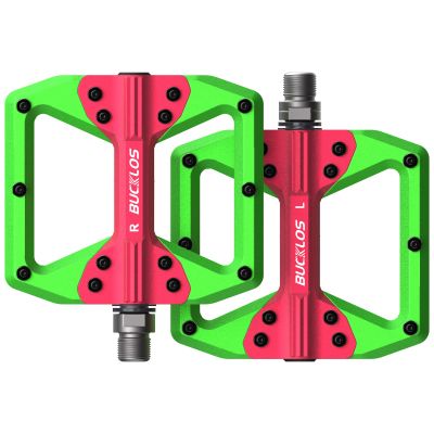 BUCKLOS Mountain Bike MTB Flat Platform Pedals - Nylon Wide Road Bike Pedal - Bicycle Large Non-Slip Pedals for Ebike/Gravel/Hybrid/Folding Bike 9/16"