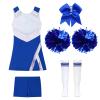 YOOJOO Girls Sequins Dance Dress Jazz Dance Costumes Hip Hop Outfits Cheer Leader Costumes Cheerleading Uniform 04#RoyalBlue 14 Years view 3